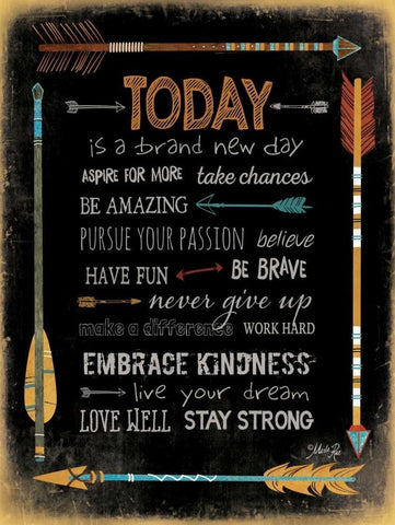 Today is a Brand New Day Black Ornate Wood Framed Art Print with Double Matting by Rae, Marla