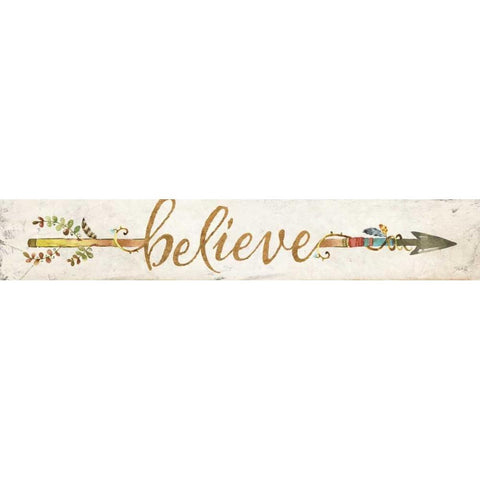 Believe Arrow White Modern Wood Framed Art Print by Rae, Marla