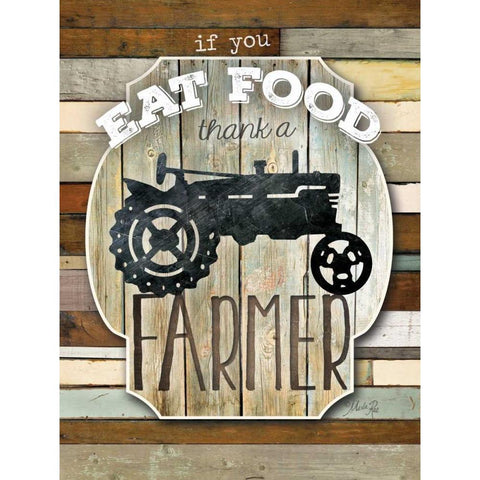 Thank a Farmer White Modern Wood Framed Art Print by Rae, Marla