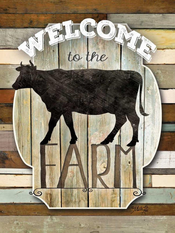 Welcome to the Farm White Modern Wood Framed Art Print with Double Matting by Rae, Marla