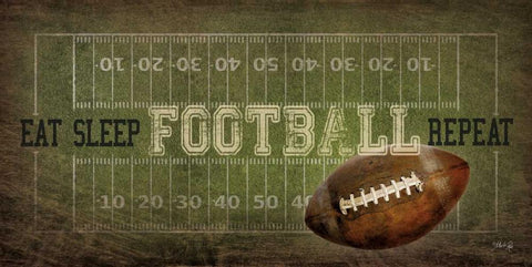 Eat, Sleep, Football, Repeat     Black Ornate Wood Framed Art Print with Double Matting by Rae, Marla