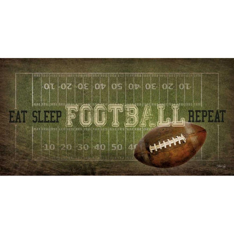 Eat, Sleep, Football, Repeat     Gold Ornate Wood Framed Art Print with Double Matting by Rae, Marla