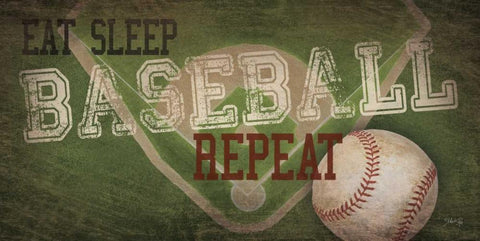 Eat, Sleep, Baseball, Repeat  Black Ornate Wood Framed Art Print with Double Matting by Rae, Marla