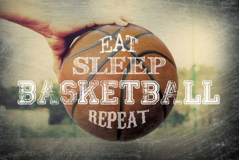 Eat, Sleep, Basketball, Repeat Black Ornate Wood Framed Art Print with Double Matting by Rae, Marla