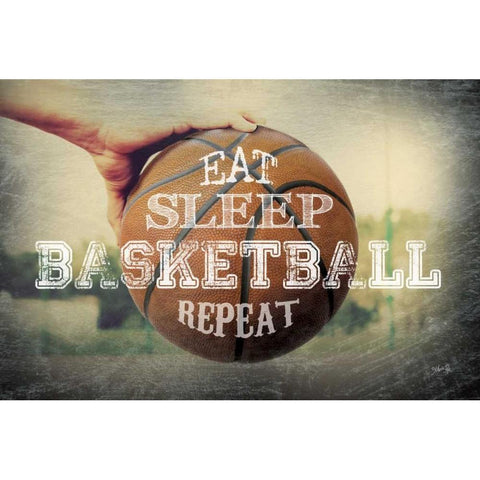 Eat, Sleep, Basketball, Repeat Gold Ornate Wood Framed Art Print with Double Matting by Rae, Marla