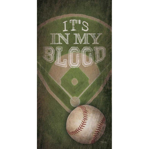 Baseball - In My Blood      Black Modern Wood Framed Art Print with Double Matting by Rae, Marla