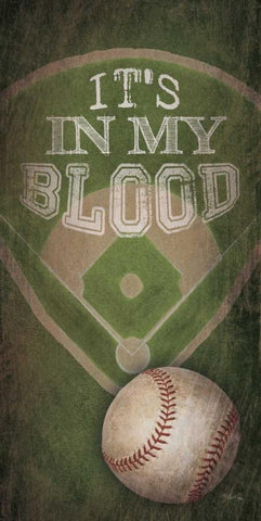 Baseball - In My Blood      Black Ornate Wood Framed Art Print with Double Matting by Rae, Marla