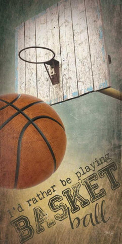 Iâ€™d Rather be Playing Basketball     White Modern Wood Framed Art Print with Double Matting by Rae, Marla