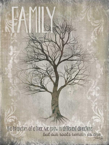 Family - Like Branches of a Tree White Modern Wood Framed Art Print with Double Matting by Rae, Marla