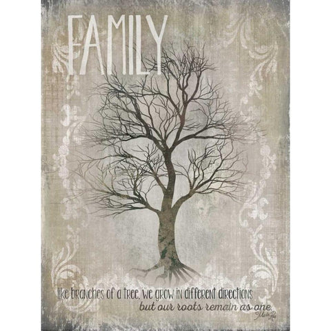 Family - Like Branches of a Tree White Modern Wood Framed Art Print by Rae, Marla