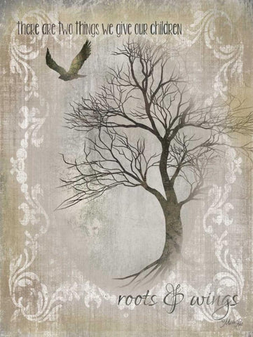 Roots and Wings Black Ornate Wood Framed Art Print with Double Matting by Rae, Marla