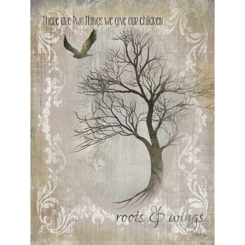 Roots and Wings Gold Ornate Wood Framed Art Print with Double Matting by Rae, Marla