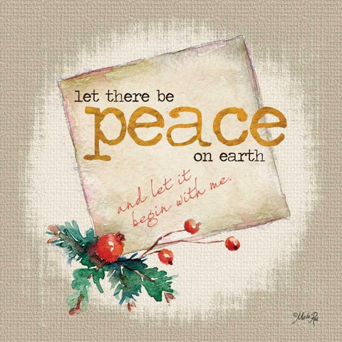 Peace on Earth Gold Ornate Wood Framed Art Print with Double Matting by Rae, Marla