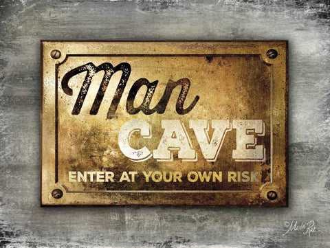 Man Cave         Black Ornate Wood Framed Art Print with Double Matting by Rae, Marla