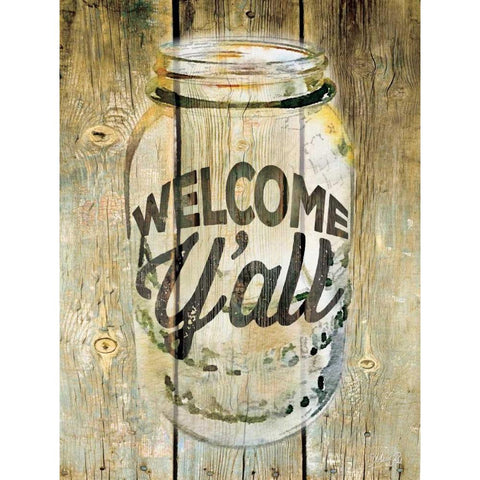 Welcome Yall White Modern Wood Framed Art Print by Rae, Marla