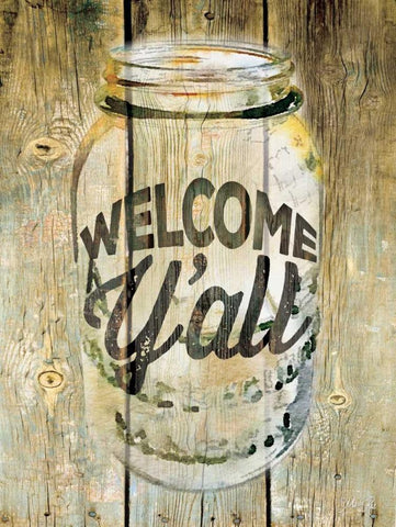 Welcome Yall Black Ornate Wood Framed Art Print with Double Matting by Rae, Marla