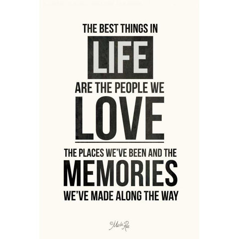 The Best Things in Life Black Modern Wood Framed Art Print with Double Matting by Rae, Marla