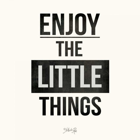 Enjoy the Little Things White Modern Wood Framed Art Print by Rae, Marla