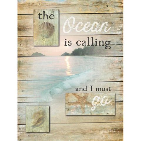 The Ocean is Calling    Gold Ornate Wood Framed Art Print with Double Matting by Rae, Marla