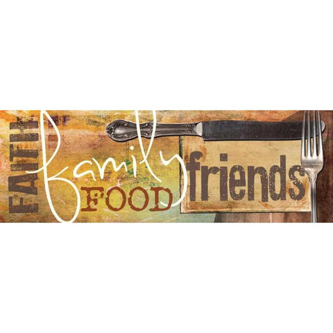 Faith, Family, Food, Friends White Modern Wood Framed Art Print by Rae, Marla