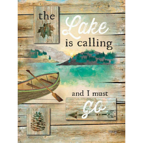 The Lake is Calling Black Modern Wood Framed Art Print with Double Matting by Rae, Marla