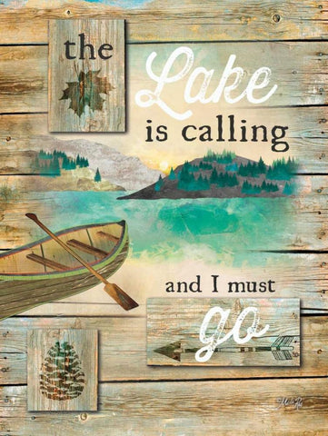 The Lake is Calling White Modern Wood Framed Art Print with Double Matting by Rae, Marla