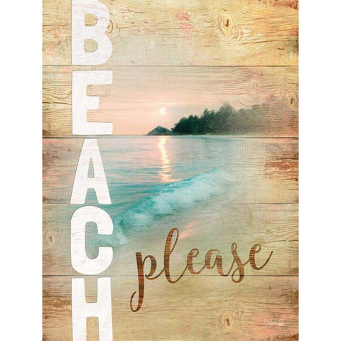 Beach Please Black Modern Wood Framed Art Print with Double Matting by Rae, Marla