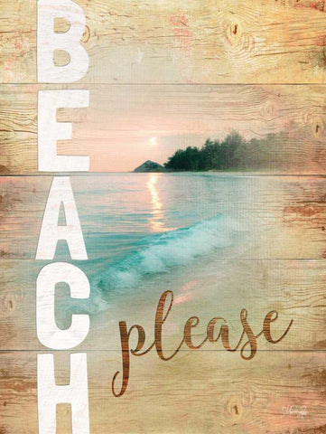 Beach Please White Modern Wood Framed Art Print with Double Matting by Rae, Marla