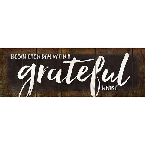 Begin Each Day with a Grateful Heart Black Modern Wood Framed Art Print with Double Matting by Rae, Marla