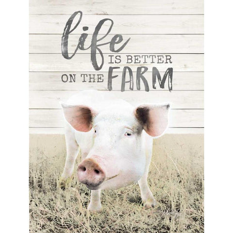 Life is Better on the Farm Pig Black Modern Wood Framed Art Print with Double Matting by Rae, Marla