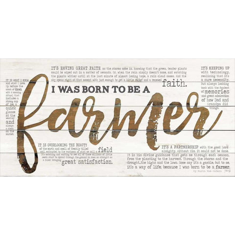 Born to be a Farmer White Modern Wood Framed Art Print by Rae, Marla