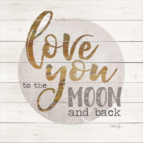 Love You to the Moon and Back Black Modern Wood Framed Art Print with Double Matting by Rae, Marla