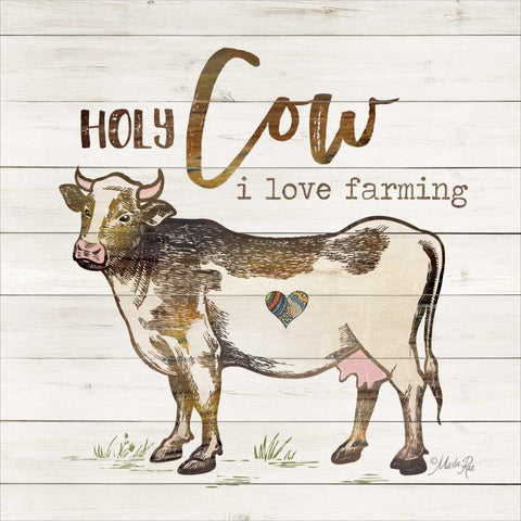 Holy Cow I Love Farming Gold Ornate Wood Framed Art Print with Double Matting by Rae, Marla