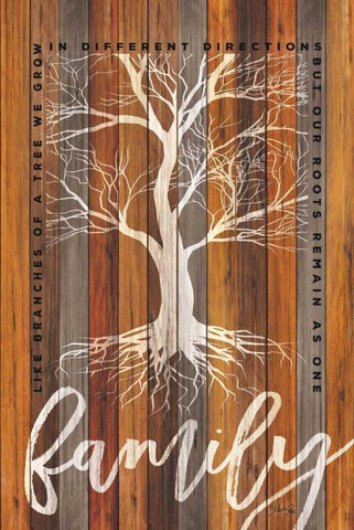 Family Roots White Modern Wood Framed Art Print with Double Matting by Rae, Marla