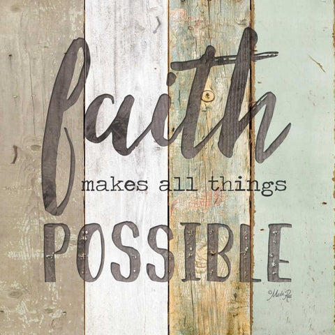 Faith Makes All Things Possible Gold Ornate Wood Framed Art Print with Double Matting by Rae, Marla