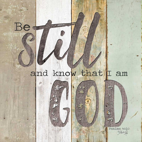 Be Still and Know that I Am God Gold Ornate Wood Framed Art Print with Double Matting by Rae, Marla