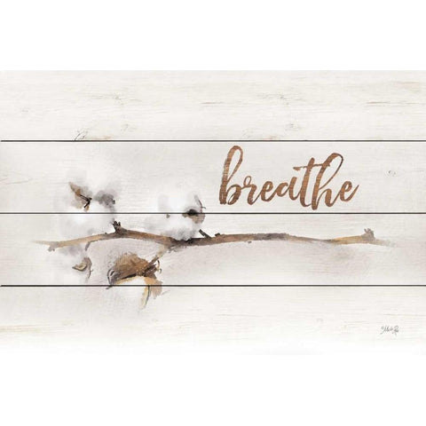 Cotton Stems - Breathe White Modern Wood Framed Art Print by Rae, Marla