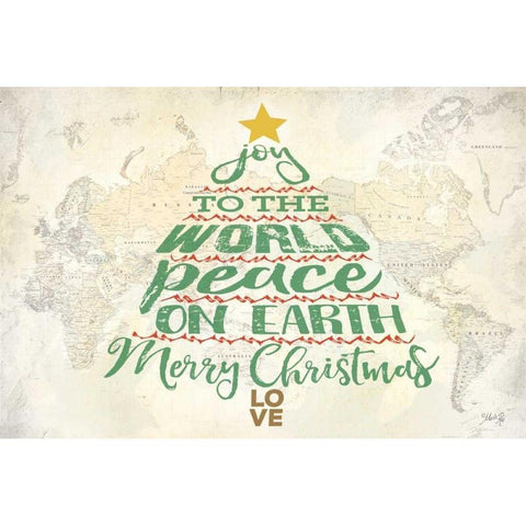 Joy to the World Gold Ornate Wood Framed Art Print with Double Matting by Rae, Marla