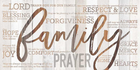 Family Prayer White Modern Wood Framed Art Print with Double Matting by Rae, Marla