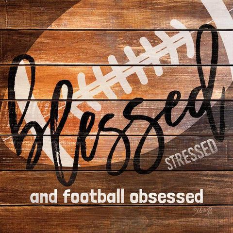 Football Obsessed Black Modern Wood Framed Art Print by Rae, Marla