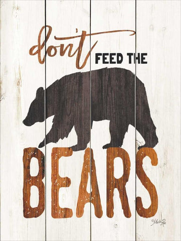 Dont Feed the Bears White Modern Wood Framed Art Print with Double Matting by Rae, Marla