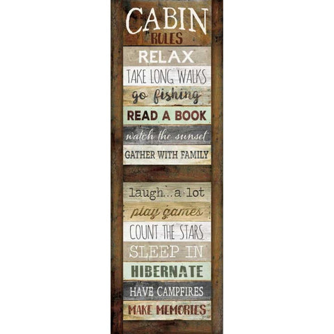 Cabin Rules White Modern Wood Framed Art Print by Rae, Marla