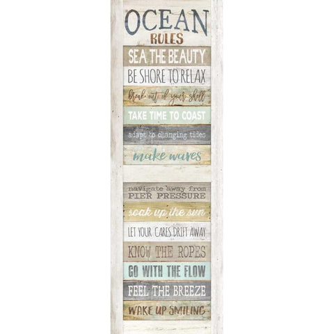 Ocean Rules Gold Ornate Wood Framed Art Print with Double Matting by Rae, Marla