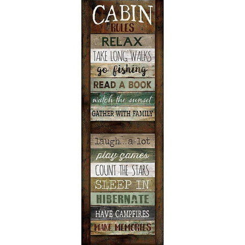 Cabin Rules White Modern Wood Framed Art Print by Rae, Marla