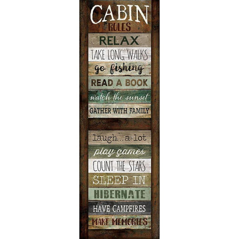 Cabin Rules Black Modern Wood Framed Art Print with Double Matting by Rae, Marla