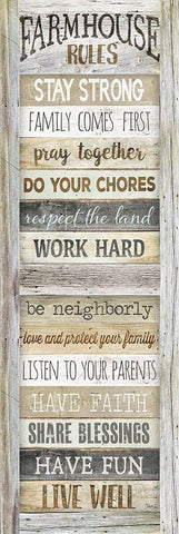 Farmhouse Rules White Modern Wood Framed Art Print with Double Matting by Rae, Marla