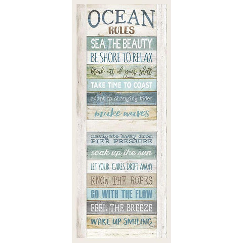 Ocean Rules White Modern Wood Framed Art Print by Rae, Marla