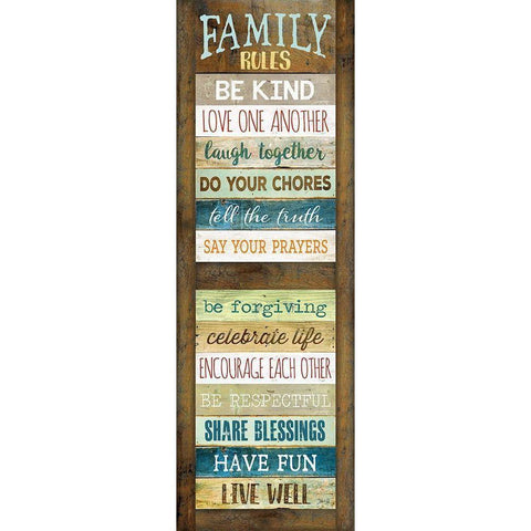 Family Rules Gold Ornate Wood Framed Art Print with Double Matting by Rae, Marla