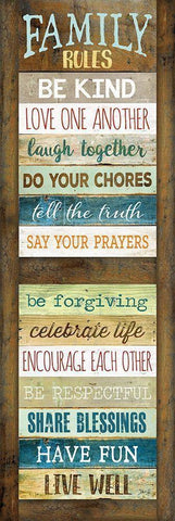 Family Rules White Modern Wood Framed Art Print with Double Matting by Rae, Marla