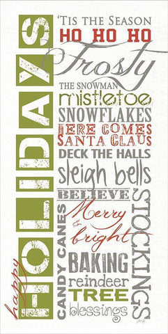 Happy Holidays  White Modern Wood Framed Art Print with Double Matting by Rae, Marla